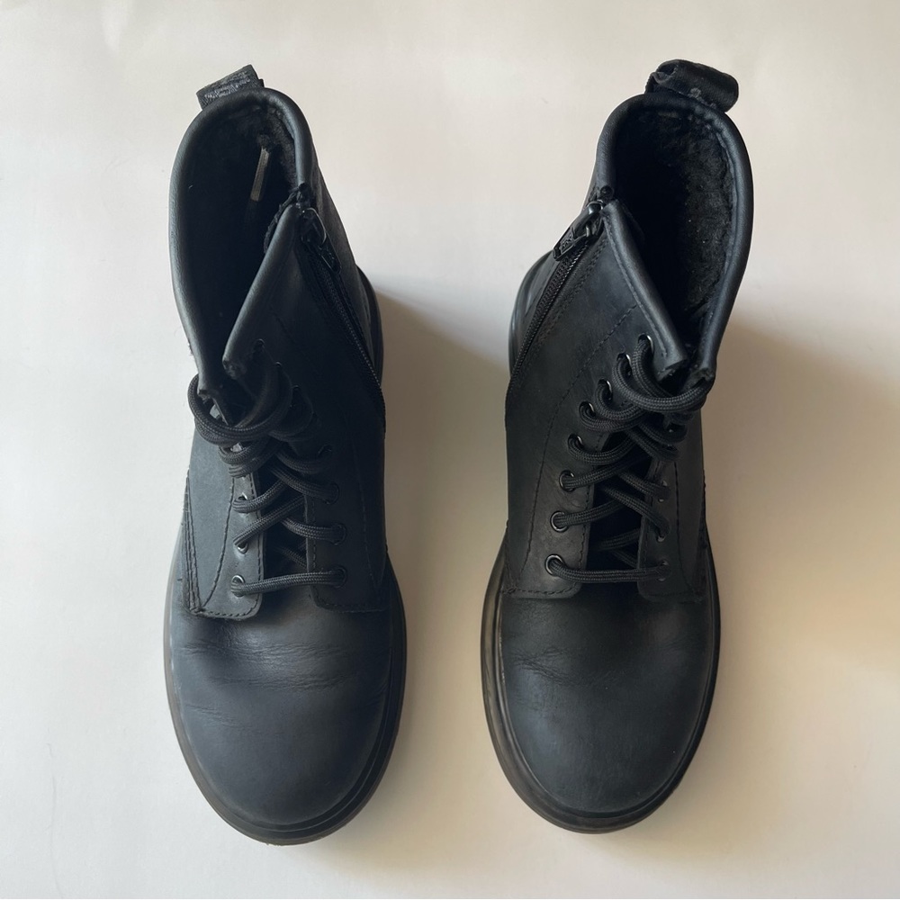 Kids Dr. Martens 1460 Black Junior lined side Zip Lace up Boots - 2